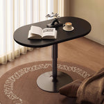 Casaconer | 昇降式サイドテーブル・センターテーブル・セラミック天板・丸形ステンレス脚・幅70×奥行40cm・高さ60~80cm・油圧式昇降・ブラック/ホワイト・コンパクトテーブル・多機能・おしゃれ・一人暮らし