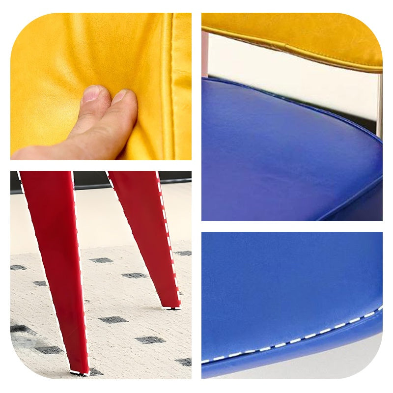 ダイニングチェア スチール脚 PUレザー 合成皮革 背もたれ付き チェア メンフィス風デザイン バイカラーデザイン レトロモダン おしゃれ 2脚セット 4脚セット