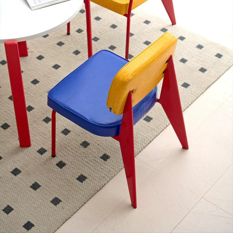 ダイニングチェア スチール脚 PUレザー 合成皮革 背もたれ付き チェア メンフィス風デザイン バイカラーデザイン レトロモダン おしゃれ 2脚セット 4脚セット