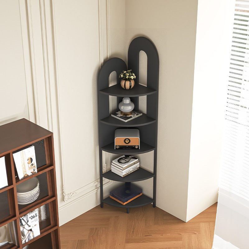 コーナーラック スチール製 フロア収納ラック 多段収納 コーナー対応 省スペース 立て置き 置物棚 書棚 リビング 玄関 ブラック ホワイト