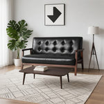 Casaconer | ソファ・2人掛け・ハイバック・レザー・ローソファ・おしゃれ・北欧・2人掛けソファ・二人掛け・シンプル・モダン・ブラック・コンパクト・2人用・2.5人・リビングソファ・2人がけソファー・2人掛け・ソファー・合皮・黒・コンパクト・リビングソファー・新生活・7日内出荷