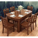 Casaconer | ダイニングテーブル・伸長式・長方形・丸テーブル・天然木・幅76cm/120cm・4人掛け/6人掛け・モダンデザイン・ウォルナットカラー・食卓テーブル