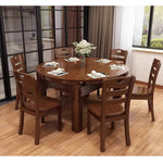 Casaconer | ダイニングテーブル・伸長式・長方形・丸テーブル・天然木・幅76cm/120cm・4人掛け/6人掛け・モダンデザイン・ウォルナットカラー・食卓テーブル