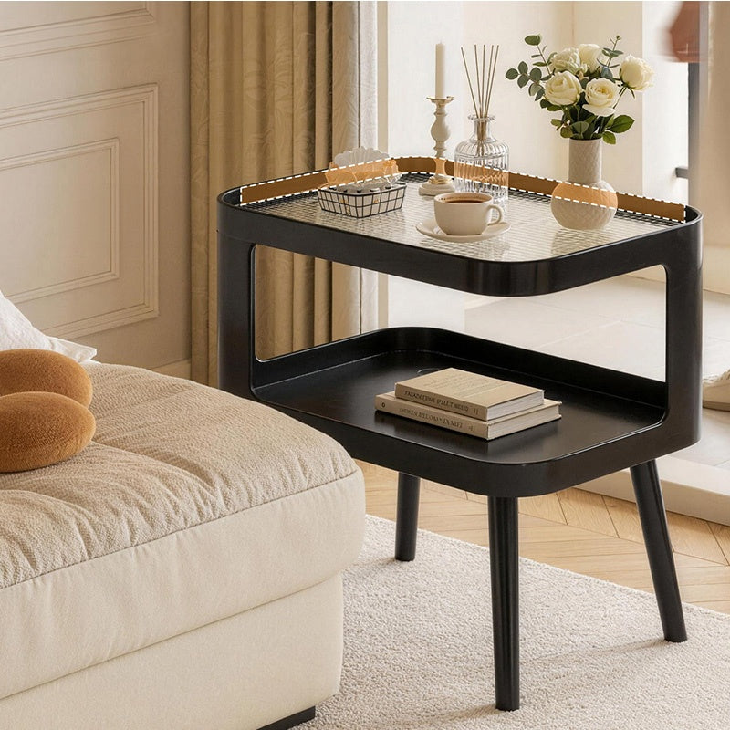 スチール製 ナイトテーブル 幅50cm ガラス天板 ベッドサイドテーブル 小型 サイドテーブル 置きラック 白 ホワイト White 黒 ブラック Black 省スペース 寝室用 高級感 かわいい