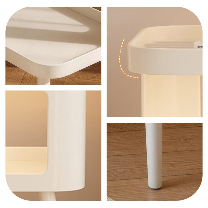 スチール製 ナイトテーブル 幅50cm ガラス天板 ベッドサイドテーブル 小型 サイドテーブル 置きラック 白 ホワイト White 黒 ブラック Black 省スペース 寝室用 高級感 かわいい