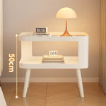 スチール製 ナイトテーブル 幅50cm ガラス天板 ベッドサイドテーブル 小型 サイドテーブル 置きラック 白 ホワイト White 黒 ブラック Black 省スペース 寝室用 高級感 かわいい