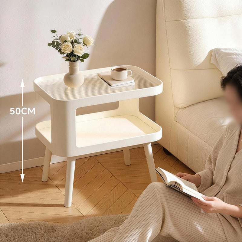 スチール製 ナイトテーブル 幅50cm ガラス天板 ベッドサイドテーブル 小型 サイドテーブル 置きラック 白 ホワイト White 黒 ブラック Black 省スペース 寝室用 高級感 かわいい