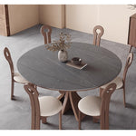 Casaconer | セラミックダイニングテーブル・折りたたみ・丸テーブル・2人・4人・6人・折り畳み・テーブルのみ・ダイニング・幅120・丸・円型・シンプル・4人掛け用・6人掛け用・木製・おしゃれ・食卓・北欧・大理石柄・丸型・テーブル単品・グレー