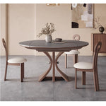 Casaconer | セラミックダイニングテーブル・折りたたみ・丸テーブル・2人・4人・6人・折り畳み・テーブルのみ・ダイニング・幅120・丸・円型・シンプル・4人掛け用・6人掛け用・木製・おしゃれ・食卓・北欧・大理石柄・丸型・テーブル単品・グレー