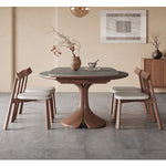 Casaconer | セラミックダイニングテーブル・折りたたみ・丸テーブル・2人・4人・6人・折り畳み・テーブルのみ・ダイニング・幅120・丸・円型・シンプル・4人掛け用・6人掛け用・木製・おしゃれ・食卓・北欧・大理石柄・丸型・テーブル単品・グレー