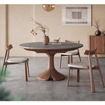 Casaconer | セラミックダイニングテーブル・折りたたみ・丸テーブル・2人・4人・6人・折り畳み・テーブルのみ・ダイニング・幅120・丸・円型・シンプル・4人掛け用・6人掛け用・木製・おしゃれ・食卓・北欧・大理石柄・丸型・テーブル単品・グレー
