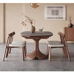 Casaconer | セラミックダイニングテーブル・折りたたみ・丸テーブル・2人・4人・6人・折り畳み・テーブルのみ・ダイニング・幅120・丸・円型・シンプル・4人掛け用・6人掛け用・木製・おしゃれ・食卓・北欧・大理石柄・丸型・テーブル単品・グレー