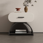 Casaconer | ナイトテーブル・ベッドサイドテーブル・40cm/45cm/50cm幅・無垢材・アーチ型収納・引き出し付き・北欧風デザイン・コンパクト設計