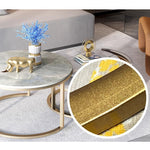 Casaconer | テーブル・ローテーブル・ネストテーブル・センターテーブル・丸・2個セット・セラミックテーブル・入れ子式・幅60cm・幅45cm・グレー・リビングテーブル・コーヒーテーブル・サイドテーブル・座卓・収納付・引出付・大理石調・丸・円形・鏡面