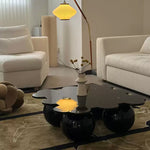 Casaconer | センターテーブル・花型デザイン・幅85cm・ローテーブル・ロースタイル・丸脚・モダン・リビング・おしゃれ・艶消し・2色選択