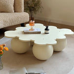 Casaconer | センターテーブル・花型デザイン・幅85cm・ローテーブル・ロースタイル・丸脚・モダン・リビング・おしゃれ・艶消し・2色選択