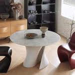 Casaconer | ダイニングテーブル・丸食卓・大理石調天板・無垢材天板・艶消しセラミック天板・2人/4人/6人掛け・高さ75cm