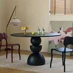 Casaconer | セラミックダイニングテーブル・丸食卓・白・黒・2色・モダンデザイン・球体ベース・2人/4人掛け・おしゃれ