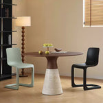 Casaconer | 無垢材ダイニングテーブル・天然石調ベース・丸食卓・高さ75cm・2人/4人/6人掛け・おしゃれ