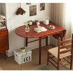 Casaconer | ダイニングテーブル・折りたたみ・丸型・長方形・幅75cm/150cm・2人掛け/4人掛け・伸長式・天然木製・半円折畳み・ウォルナットカラー・北欧風・食卓テーブル・木目・ウォルナットカラー・胡桃色