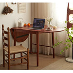 Casaconer | ダイニングテーブル・折りたたみ・丸型・長方形・幅75cm/150cm・2人掛け/4人掛け・伸長式・天然木製・半円折畳み・ウォルナットカラー・北欧風・食卓テーブル・木目・ウォルナットカラー・胡桃色