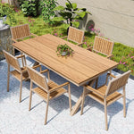 Casaconer | ガーデンテーブルセット・幅130cm/150cm・4人掛け/6人掛け・実木天板・屋外対応・ダイニングテーブル＆チェアセット・選べるチェアデザイン・アウトドア