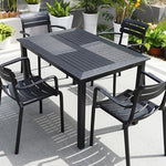 Casaconer | ガーデンテーブルセット・幅120cm・4人掛け・屋外対応・コンパクト設計・選べるチェアタイプ（PVC/木目調）・ブラック・アウトドア