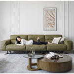 ソファ,4人掛け,フェイクレザー,合皮,モダン,グリーン,上質な座り心地