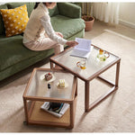 Casaconer | センターテーブル・ガラス・ラタン調・おしゃれ・北欧・モダン・ナチュラル・収納・リビングテーブル・リビング・幅60