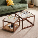 Casaconer | センターテーブル・ガラス・ラタン調・おしゃれ・北欧・モダン・ナチュラル・収納・リビングテーブル・リビング・幅60