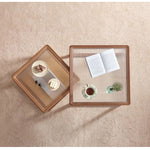 Casaconer | センターテーブル・ガラス・ラタン調・おしゃれ・北欧・モダン・ナチュラル・収納・リビングテーブル・リビング・幅60