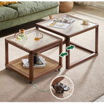 Casaconer | センターテーブル・ガラス・ラタン調・おしゃれ・北欧・モダン・ナチュラル・収納・リビングテーブル・リビング・幅60