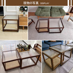 Casaconer | センターテーブル・ガラス・ラタン調・おしゃれ・北欧・モダン・ナチュラル・収納・リビングテーブル・リビング・幅60