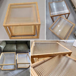 Casaconer | センターテーブル・ガラス・ラタン調・おしゃれ・北欧・モダン・ナチュラル・収納・リビングテーブル・リビング・幅60