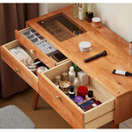 Casaconer | ドレッサー・テーブル・メイクテーブル・カフェ・化粧台・デスク・おしゃれ・卓上・コンパクト・木製・木・幅80cm・省スペース・収納・スリム・鏡台・パソコンデスク・ワンルーム・一人暮らし・可愛い・北欧・ナチュラル・引き出し付き