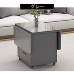 Casaconer | バタフライテーブル・折りたたみ・ダイニングテーブル・幅100cm/120cm・収納付き・キャスター付き・引き出し付き・作業台・昇降なし・折り畳みテーブル・多機能テーブル・キッチンワゴン・ワークデスク・ベージュ（大理石柄）/ホワイト