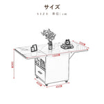 Casaconer | バタフライテーブル・折りたたみ・ダイニングテーブル・幅100cm/120cm・収納付き・キャスター付き・引き出し付き・作業台・昇降なし・折り畳みテーブル・多機能テーブル・キッチンワゴン・ワークデスク・ベージュ（大理石柄）/ホワイト