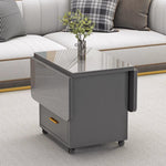 Casaconer | バタフライテーブル・折りたたみ・ダイニングテーブル・幅100cm/120cm・収納付き・キャスター付き・引き出し付き・作業台・昇降なし・折り畳みテーブル・多機能テーブル・キッチンワゴン・ワークデスク・ベージュ（大理石柄）/ホワイト