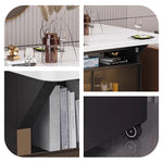 Casaconer | カウンターテーブル・折りたたみ式・幅80cm/120cm・4人掛け/6人掛け・コンパクト収納・キャスター付き・大理石調・白天板・オープン収納付き