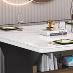 Casaconer | カウンターテーブル・折りたたみ式・幅80cm/120cm・4人掛け/6人掛け・コンパクト収納・キャスター付き・大理石調・白天板・オープン収納付き