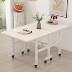 Casaconer | ダイニングテーブル・折りたたみ・伸縮テーブル・キャスター付き・幅100/120cm・省スペース・食卓テーブル・コンパクトテーブル・机・おしゃれ・ホワイト/ブラック/ナチュラル・高さ75cm・収納便利・作業台・6人用可