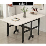 Casaconer | ダイニングテーブル・折りたたみ・伸縮テーブル・キャスター付き・幅100/120cm・省スペース・食卓テーブル・コンパクトテーブル・机・おしゃれ・ホワイト/ブラック/ナチュラル・高さ75cm・収納便利・作業台・6人用可