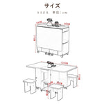 Casaconer | ダイニングテーブル・折りたたみ式・幅120cm/140cm・4人/6人掛け・コンパクト収納・キャスター付き・大理石調・ホワイト・設計・キッチンカウンター兼用