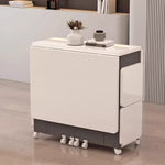 Casaconer | ダイニングテーブル・折りたたみ式・幅120cm/140cm・4人/6人掛け・コンパクト収納・キャスター付き・大理石調・ホワイト・設計・キッチンカウンター兼用