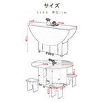 Casaconer | ダイニングテーブル・丸型・折りたたみ式・幅80cm/100cm・4人掛け/6人掛け・コンパクト収納・キャスター付き・多機能デザイン・大理石調/白天板