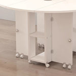 Casaconer | ダイニングテーブル・丸型・折りたたみ式・幅80cm/100cm・4人掛け/6人掛け・コンパクト収納・キャスター付き・多機能デザイン・大理石調/白天板