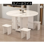 Casaconer | ダイニングテーブル・丸型・折りたたみ式・幅80cm/100cm・4人掛け/6人掛け・コンパクト収納・キャスター付き・多機能デザイン・大理石調/白天板
