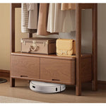 Casaconer | ハンガーラック・幅105cm・おしゃれ・木製・パイプハンガー・木製ハンガーラック・洋服掛け・コートハンガー・ハンガーパイプ・衣類収納・玄関収納・子供・大人・家庭用・北欧・・コンパクト・シンプル・棚付き・ブラウン・人気・新生活