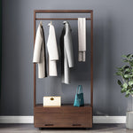 Casaconer | ハンガーラック・幅80cm・おしゃれ・木製・パイプハンガー・木製ハンガーラック・洋服掛け・コートハンガー・ハンガーパイプ・衣類収納・玄関収納・子供・大人・家庭用・北欧・・コンパクト・シンプル・棚付き・ブラウン・人気・新生活