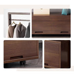 Casaconer | ハンガーラック・幅80cm・おしゃれ・木製・パイプハンガー・木製ハンガーラック・洋服掛け・コートハンガー・ハンガーパイプ・衣類収納・玄関収納・子供・大人・家庭用・北欧・・コンパクト・シンプル・棚付き・ブラウン・人気・新生活